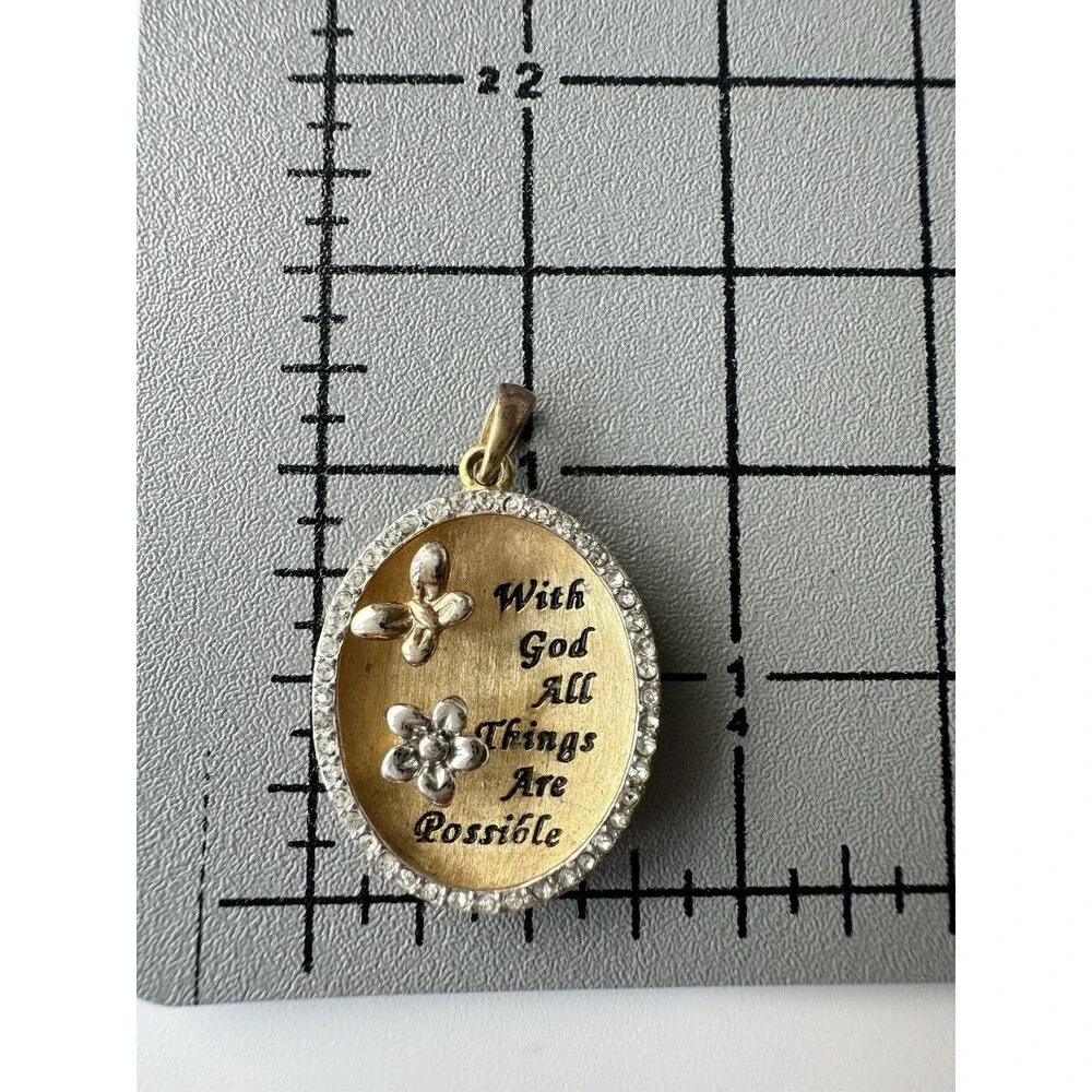 RL 925 Sterling Silver Gold Vermeil With God All Things Are Possible Pendant